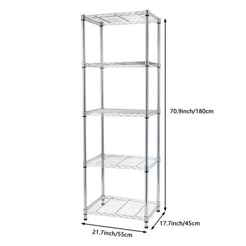 Metal STORAGE Rack/Chrome Shelving Shelf Kitchen/Office/Garage UNIT 5 Tier - 第 4/8 張圖片