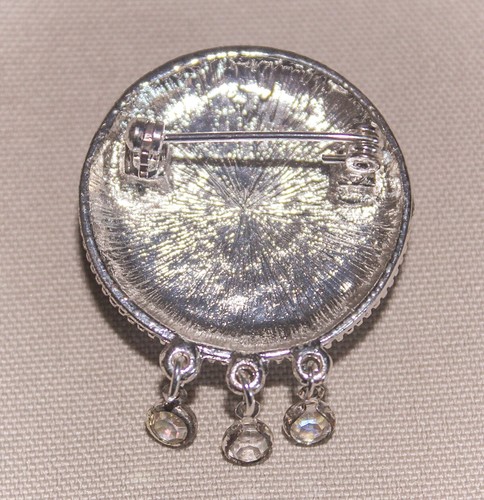 Pink Ceramic Rose On Silver-Tone (Sterling?) Brooch Unmarked 1 ¼” Dia - Picture 3 of 4