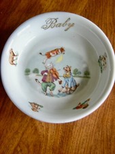 Antique German Porcelain Baby Bowl/Dish featuring Cat And The fiddle - MINT