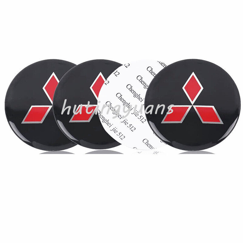 4 Pack 65mm 2.55'' Black Car Wheel Center Hub Cap Emblems Sticker for Mitsubishi