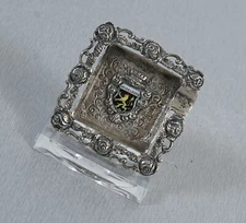 dainty 835 silver ashtray coat of arms of Heidelberg Hildesheimer Rose RARE