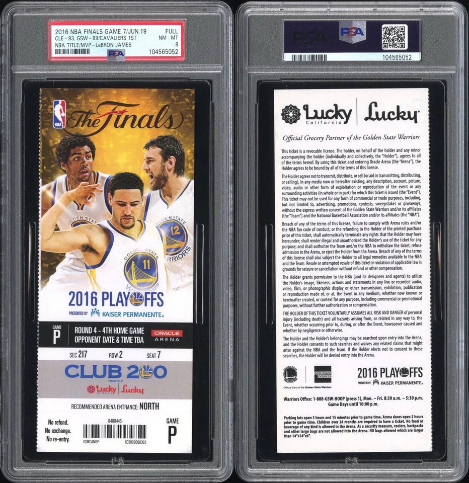 ИГРА ФИНАЛА НБА ЛЕБРОН ДЖЕЙМС ПЕРВЫЙ ТИТУЛ 2016 7 БИЛЕТОВ CAVALIERS LAKERS PSA 8 - Изображение 3 из 3