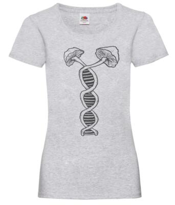 Ladies Grey Mushroom Of Life Psychedelic Shroom Trip Festival T-Shirt