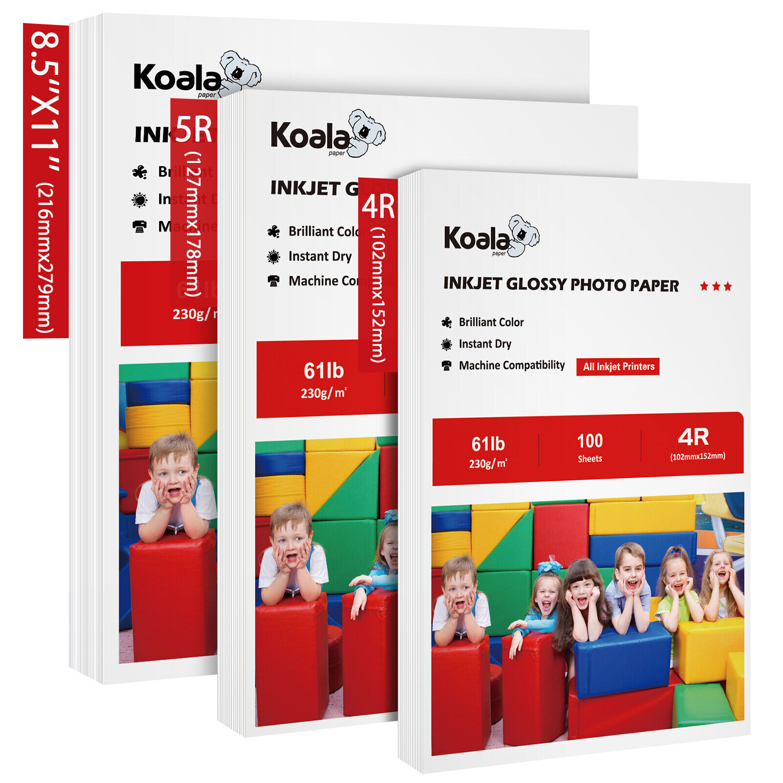 Lot Koala 61lb Glossy Photo Paper 4X6 5X7 8.5X11 11x17 13x19 Inkjet Thick 12Mil