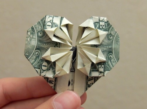 Dollar Money Origami Heart Handmade Christmas Gift Idea Unique Real Cash - Picture 2 of 2