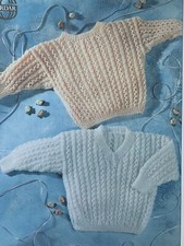 SIRDAR 3648 Silky DK Knitting Pattern Baby Jumper 2 Styles 18-24”