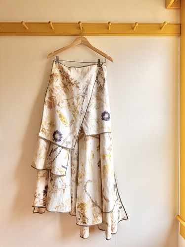 Luna Del Pinal Flower Hemp Skirt natural floral UK10 US M 6 $750 new NWT England - Picture 3 of 7