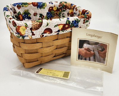 Longaberger 2008 Large 4x6 Recipe Card Basket+Fabric Liner FARMHOUSE COOK