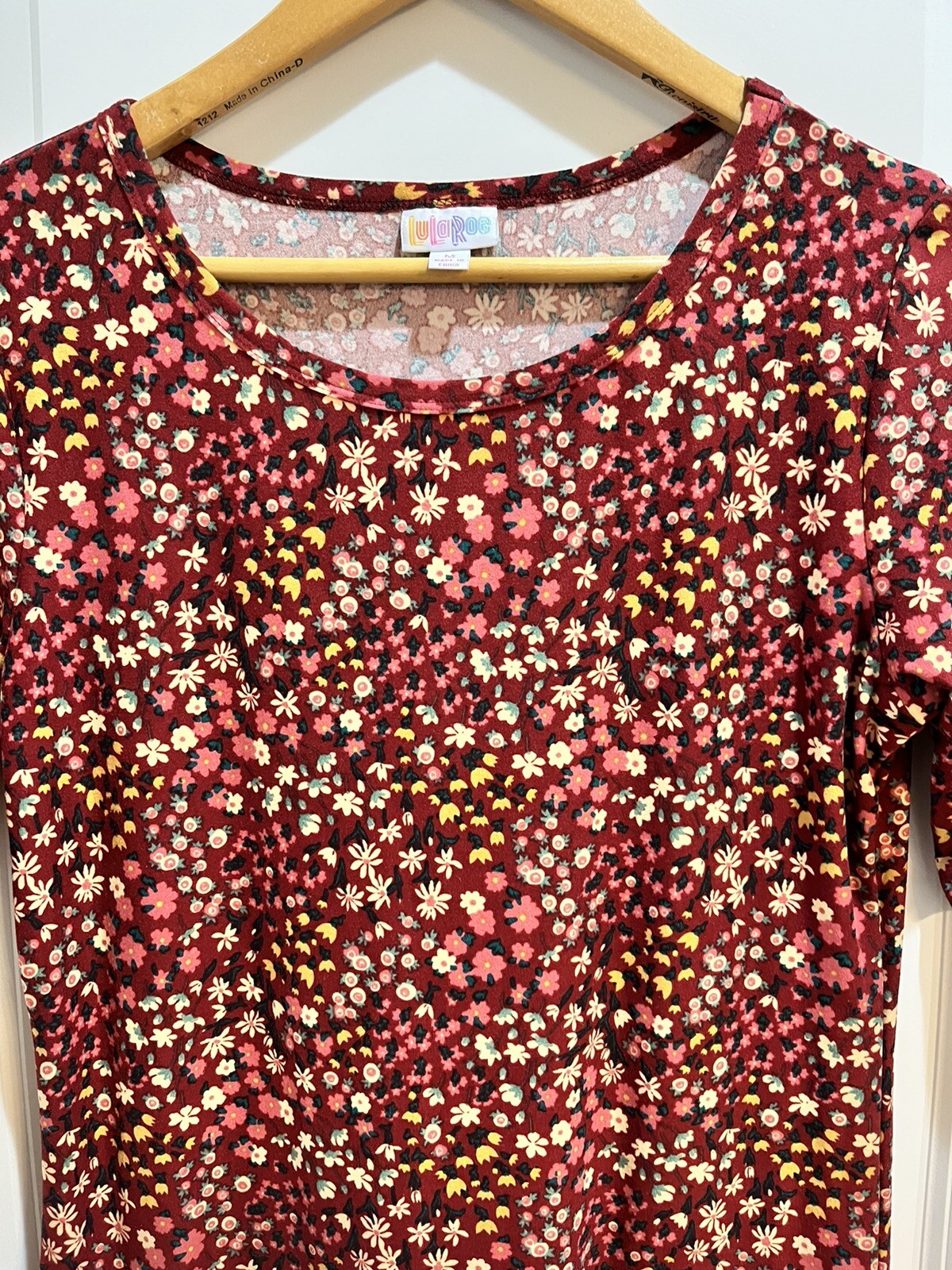 LuLaRoe Julia Dress Size Medium Burgundy Floral  … - image 3