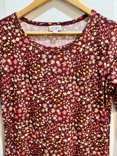 LuLaRoe Julia Dress Size Medium Burgundy Floral Print. - Picture 3 of 4