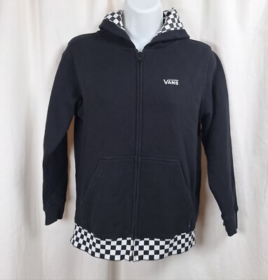 Vans Jacket Womens Small Black Skater Skateboarder Hoodie Sweatshirt  Checkered