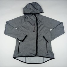 REEBOK Hoodie Sweatshirt Sweater Women's Size Small Gray Zip Up