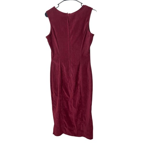 Vintage Dress Barn Burgundy Embroidered Trim Jacket 2 Piece 90s Midi Dress Set 8 - Picture 4 of 11
