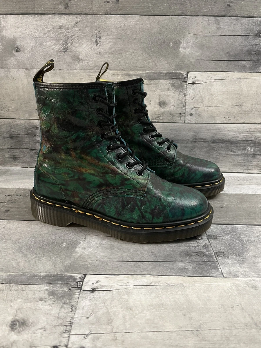 Dr Martens 1460 8 eye Teal Green rub off boots UK 5 US 6 M 7 W Made in England