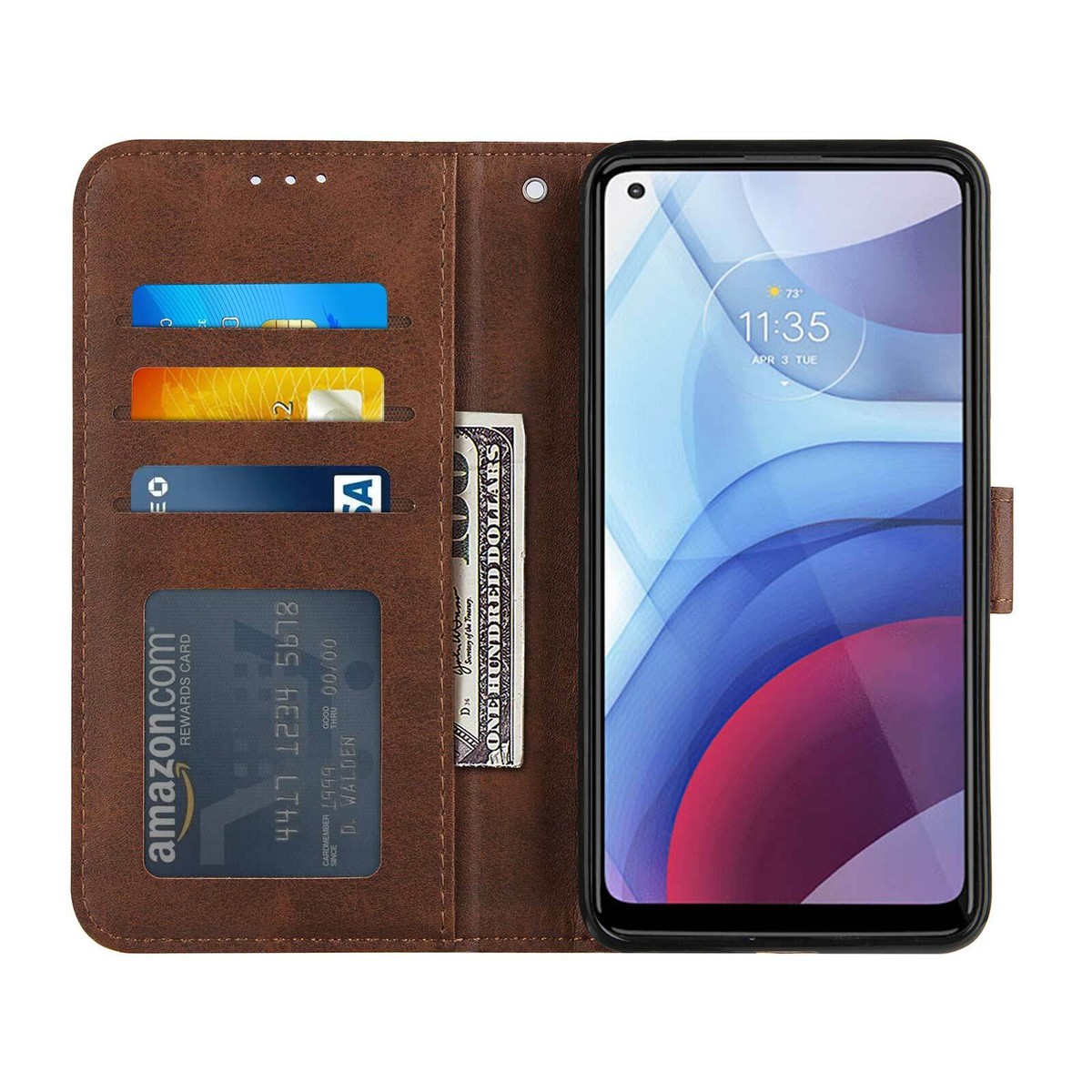 KANVOOS Cover Per Moto E20 / E30 / E40, Custodia A Libro In Pelle PU Con Silicone TPU, Antiurto Flip Caso Portafoglio Per Motorola Moto E20 / E30 / E40 (Oro Rosa - Foto 12