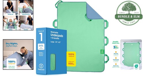 Almohadilla de cama de posicionamiento 34x52 impermeable asas reutilizables secado rápido ancianos - Imagen 2 de 11