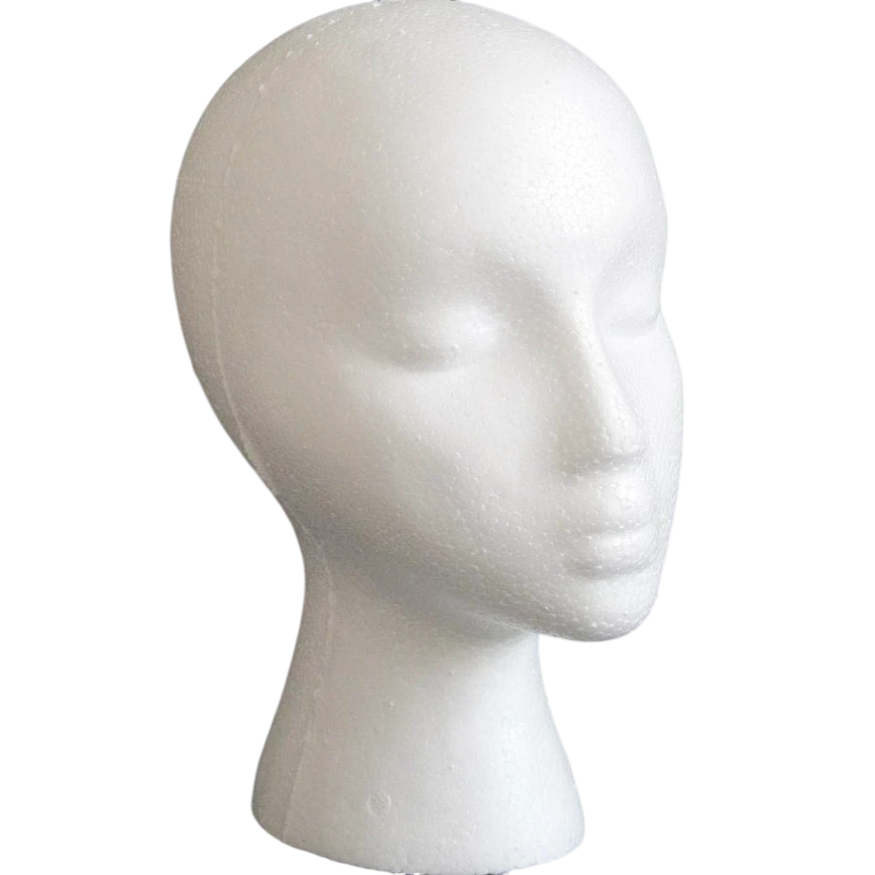 Polystyrene Foam Head Dummy Mannequin Female Model for Hat , Hair Wigs Displays