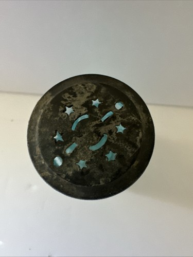 Eapg Central Glass CO’s Blue Diamond Salt Shaker Antique Moon Star Lid - Picture 3 of 8