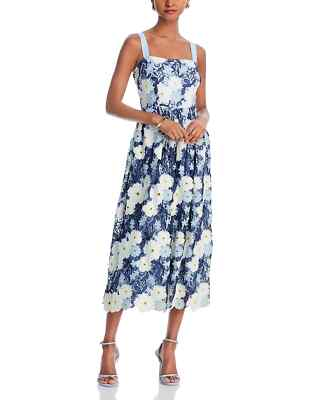 #ad #ad Aqua L111009 Blue Multi Floral Lace Midi Fit amp; Flare Dress Size XS $94.40