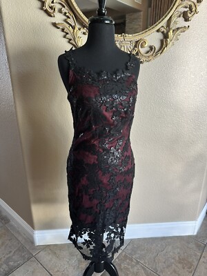 Tadashi Shoji Cocktail Evening Dress Black With Red Lining -Sequins Size 2 | eBay Tadashi Shoji Cocktail Evening Dress Black With Red Lining -Sequins Size 2 | eBay