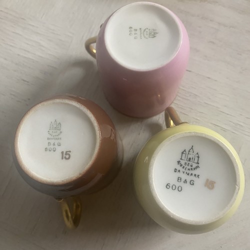 VTG B&G Bing & Grondhal Demi Espresso Lot of 3 Rainbow Cup & Saucer Sets Denmark - Picture 2 of 7