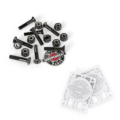 Independent Trucks Skateboard Hardware 1" Phillips + White 1/8" Indy Risers