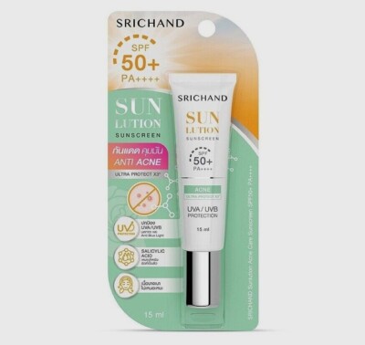 Srichand Sunlution Acne Care Sunscreen SPF50+ PA++++ 15 ml.