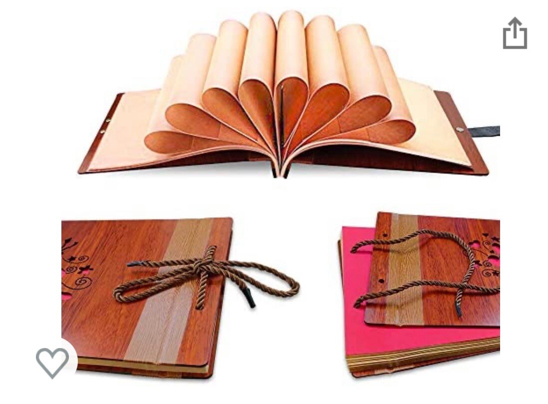 洋書 Handmade in India ZEEYUAN Wooden Vintage Scrapbooking Christmas Photo Album