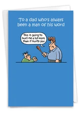 1 Funny Father's Day Greeting Card - Dad Man of His Word - w/Envelope, US-Made
