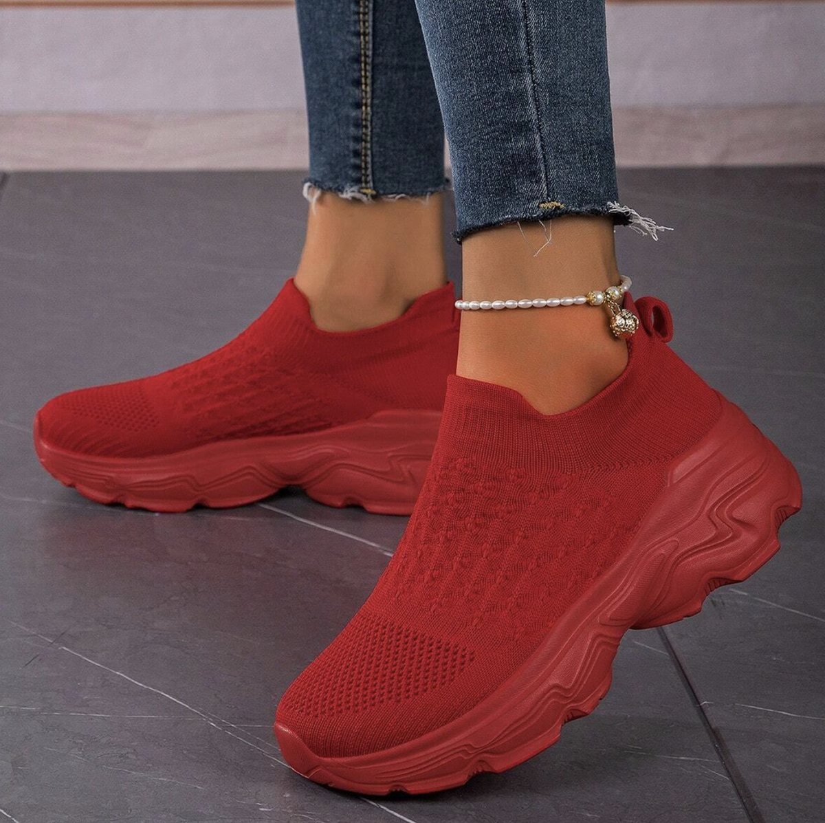 Zapatos Tenis Rojos Deportivos Para Mujer Zapatillas Deportiva de