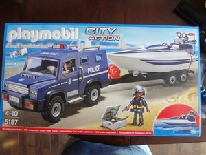 playmobil 5187 police truck with speedboat