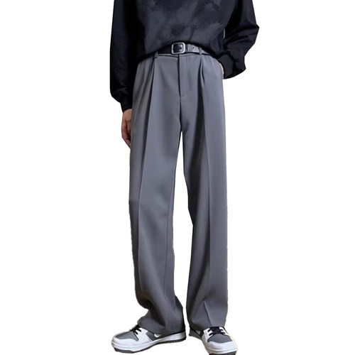 Drapowane długie workowate spodnie męskie rekreacyjne styl koreański streetwear mo - Zdjęcie 7 z 40