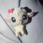Littlest Pet Shop LPS White Sheep Lamb Figure Pink Bow Blue Eyes — photo 1