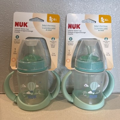 NUK Learner Transition Sippy Cups 5oz 2 Pack Removable Handles Baby Trainer
