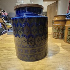 Hornsea Pottery Heirloom Storage Jar in Rare Blue and Black.Stunning Vintage Jar