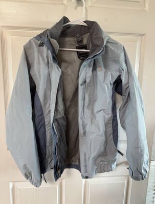 The North Face HyVent Women's Hooded Nylon Zip Windbreaker Blue/Gray M