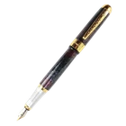 JinHao 250 Dark Red Marble Fountain Pen with Gold Trim, Medium Nib