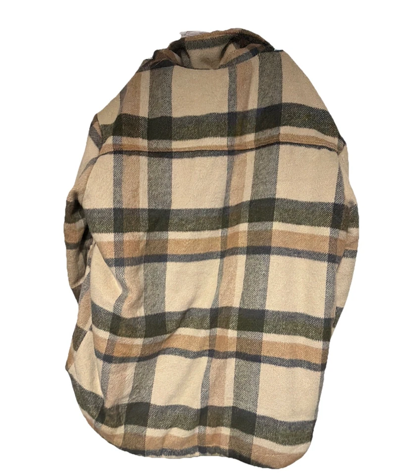 American Eagle AE Womens Sz L Oversized Sherpa Lined Plaid Shirt Jacket Shacket - Image 3 of 4