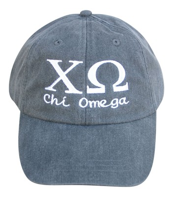Mega Greek Womens Chi Omega Script Baseball Cap One Size Charcoal