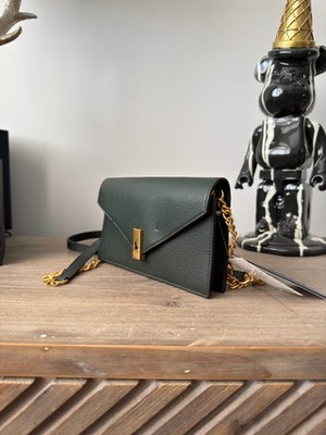 Polo Ralph Lauren Mini Chain Crossbody Bag Dark Pastel Green Gold Hardware bnwt