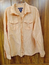 Old Navy Shirt Mens XL Linen CottonLong Sleeve Button Down Regular Light Orange
