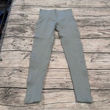 Set Active High-Waist Ribbed Leggings in Sage Green Size Small