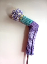 Blade Putter Cover Thick Knit Headcover Purple Turqu Print POM Fits Ping