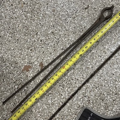 Vintage Antique Blacksmith Tongs 30  Long Round Bar Jaws