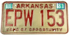 Vintage Arkansas 1981 License Plate Auto EPW 153 Man Cave Garage Pub Wall Decor