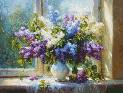 Lilac Morning - Chart Counted Cross Stitch Patterns Needlework DMC Color DIY - Picture 2 of 2