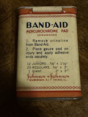 Johnson & Johnson 1950s Vintage Bandaid Cloth Strips Canister Tin