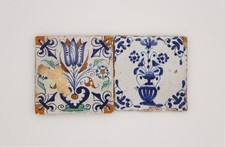 17th-18th Century Set of Two Delft Tiles, Earthenware