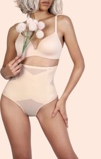 Nuée New York Tummy Control High Waisted Thong Shapewear XL Beige Seamless NWT