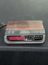 Vintage GE Digital Alarm Clock Radio AM FM Woodgrain Model 7-4613A Tested Good